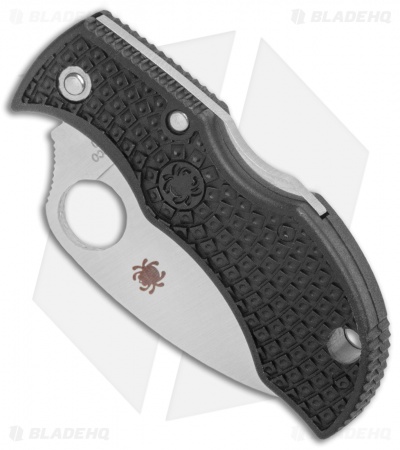 Spyderco ManBug Wharncliffe Lockback Knife Black FRN (1.9" Serr Satin) MBKWS