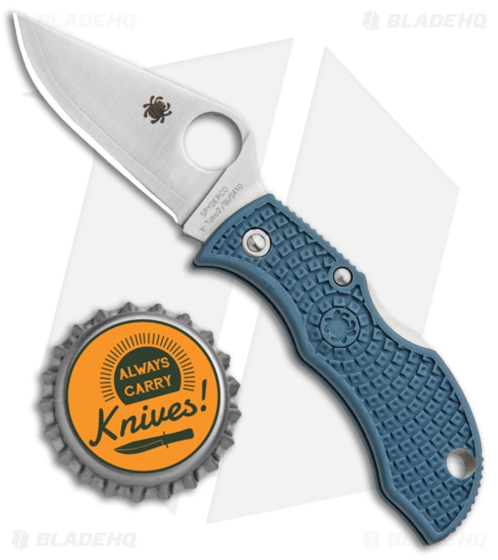 Spyderco Manbug Sprint Run Lockback Knife Blue FRN (1.95" Satin V-Toku2) MBBLPE