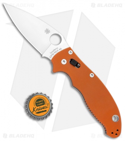 Spyderco Manix 2 Ball Bearing Lock Knife Orange G-10 (3.4" Satin REX 45) Sprint