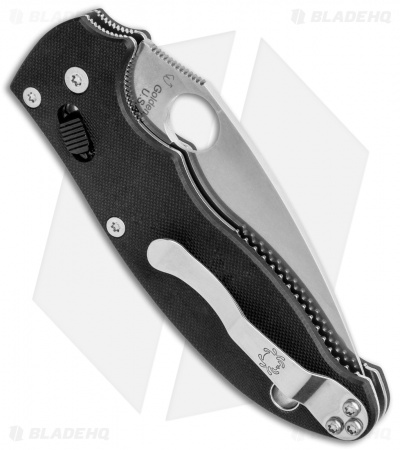 Spyderco Manix 2 Knife Black G-10 83mm (3.375" Matte Satin) C101GP2