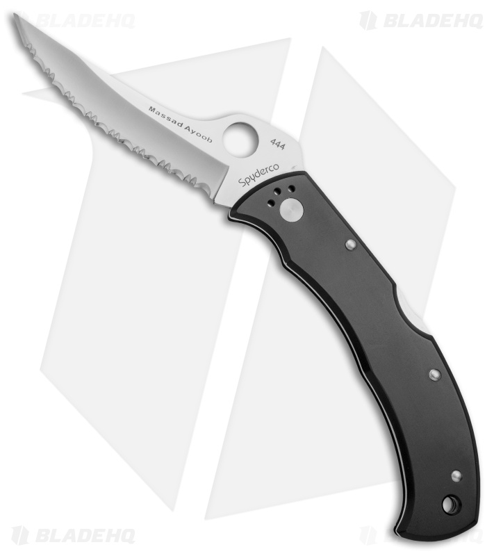 Spyderco Masaad Ayoob Lockback Knife Black Aluminum (3.6" Satin Serr) C60S