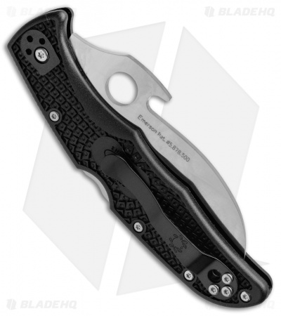 Spyderco Matriarch 2 Knife Emerson Black FRN (3.57" Satin Full Serr) C12SBK2W