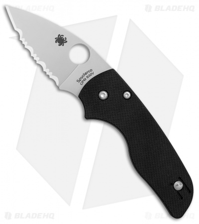 Spyderco Lil' Native Compression Lock Knife Black G-10 (2.5" Full Serr) C230GS