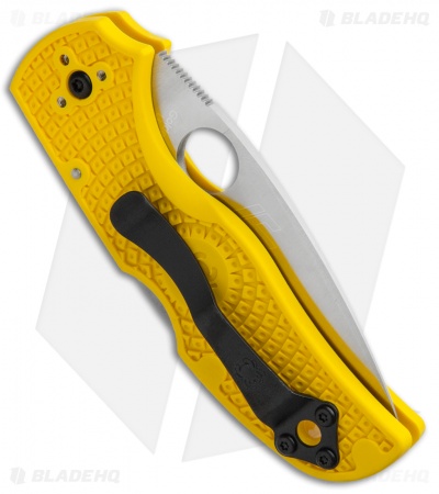 Spyderco Native 5 Salt Lockback Knife Yellow FRN (3" Satin Full Serr) C41SYL5