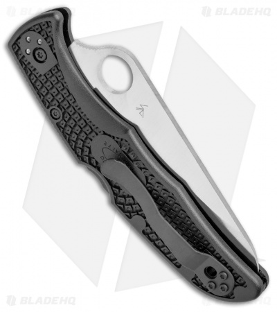 Spyderco Pacific Salt 2 Lockback Knife Black FRN (3.4" Satin Serr) C91SBK2