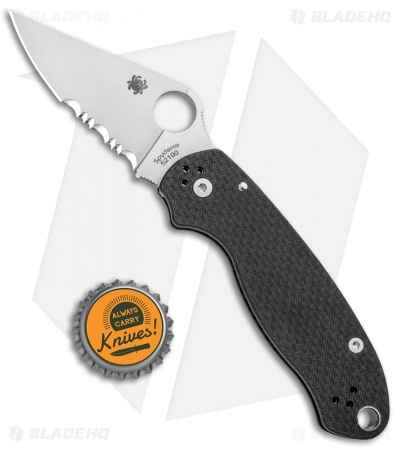 Spyderco Para 3 Compression Lock Knife Carbon Fiber (3" Satin Serr 52100) 