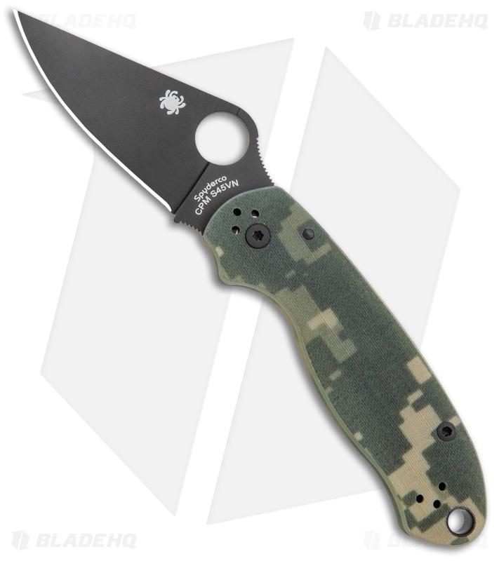 3脚まとめ買い surfdude 2 Spyderco Para 3 Digi Camo G-10 Pocket Knife - Black Coated