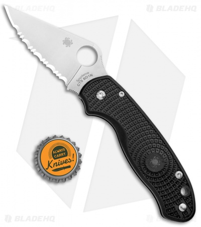 Spyderco Para 3 Lightweight Compression Lock Folding Knife Black FRN (3" Serr)