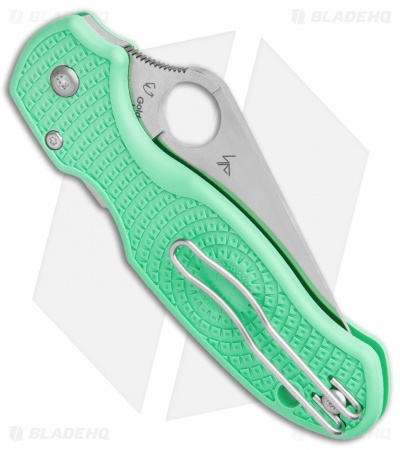 Spyderco M4 Para 3 Lightweight Compression Lock Knife Mint Green FRN (3" Satin)