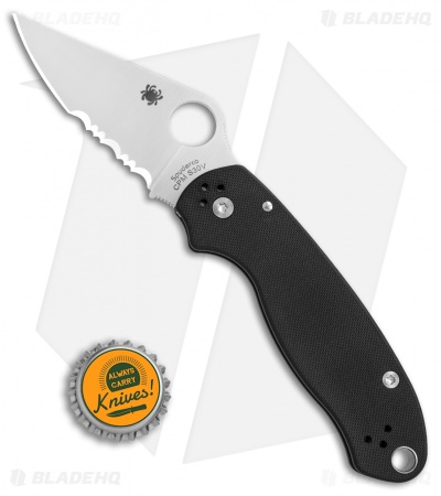 Spyderco Para 3 Compression Lock Knife Black G-10 (3" Satin Serr) C223GPS