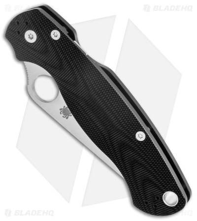 Spyderco Paramilitary 2 Knife Black Aluminum Waves (3.4" Satin BD1N) C81ALPBK2