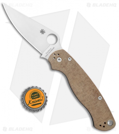 Spyderco Paramilitary 2 Knife Brown Micarta (3.4" Satin CRU-WEAR) C81MPCW2