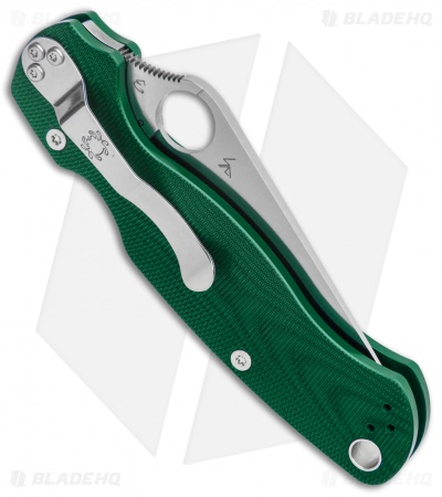 Spyderco Paramilitary 2 Compression Lock Knife Green Aluminum (3.4" Satin) BHQ