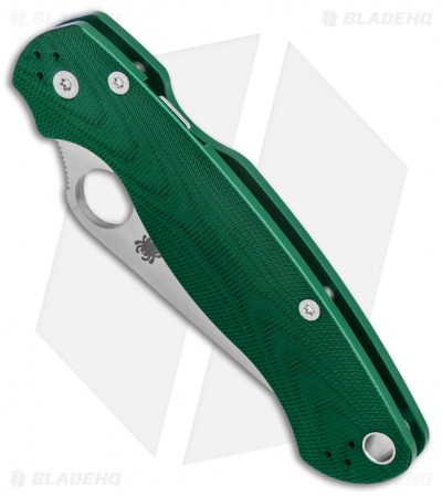 Spyderco Paramilitary 2 Compression Lock Knife Green Aluminum (3.4" Satin) BHQ