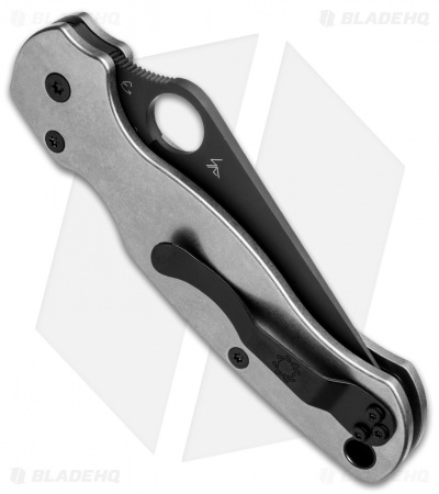 Flytanium Tumbled Titanium Scales + Spyderco Paramilitary 2 Knife (3.4" Black)