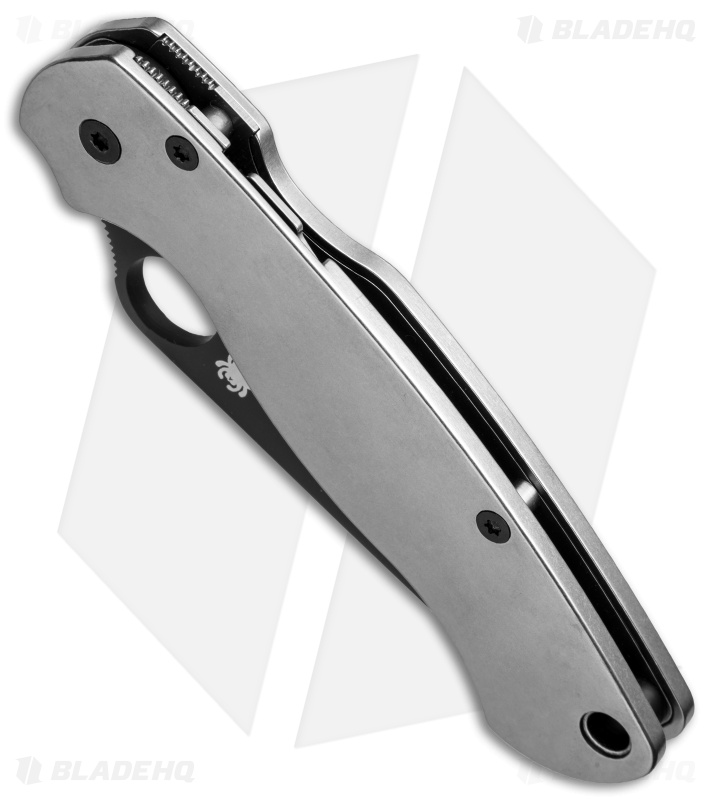 Flytanium Tumbled Titanium Scales + Spyderco Paramilitary 2 Knife (3.4" Black)