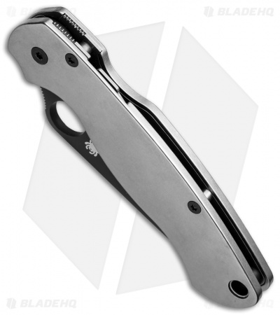 Flytanium Tumbled Titanium Scales + Spyderco Paramilitary 2 Knife (3.4" Black)