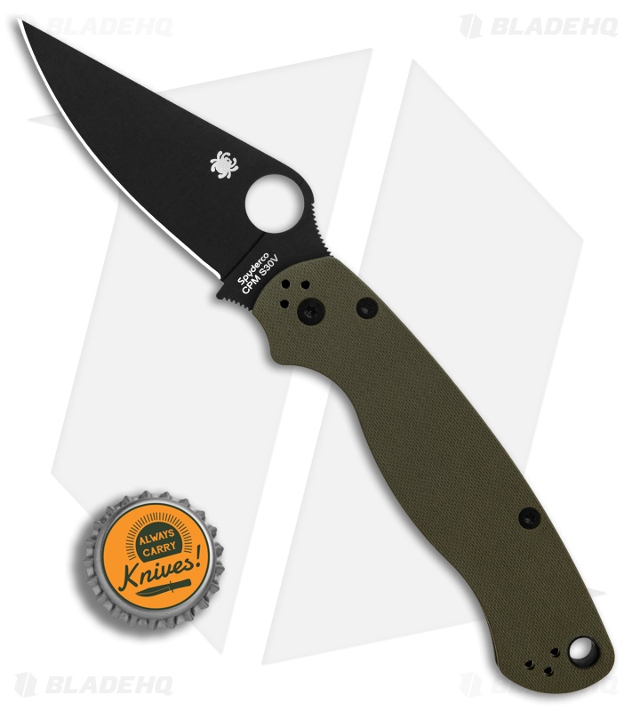 Spyderco Paramilitary 2 Knife OD Green G-10 (3.4" Black) C81GPGRBK2