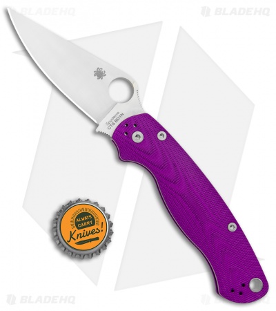 Spyderco Paramilitary 2 Compression Lock Knife Purple Aluminum (3.4" Satin) BHQ