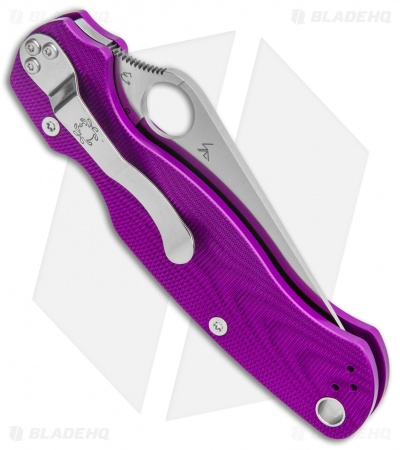 Spyderco Paramilitary 2 Compression Lock Knife Purple Aluminum (3.4" Satin) BHQ