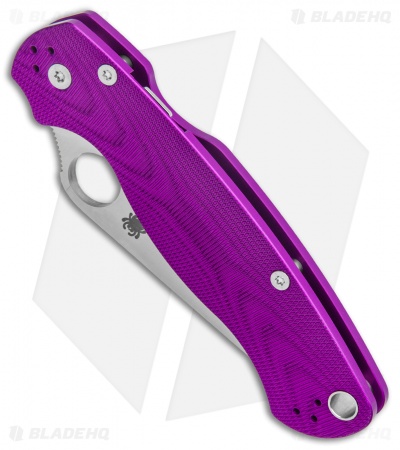 Spyderco Paramilitary 2 Compression Lock Knife Purple Aluminum (3.4" Satin) BHQ