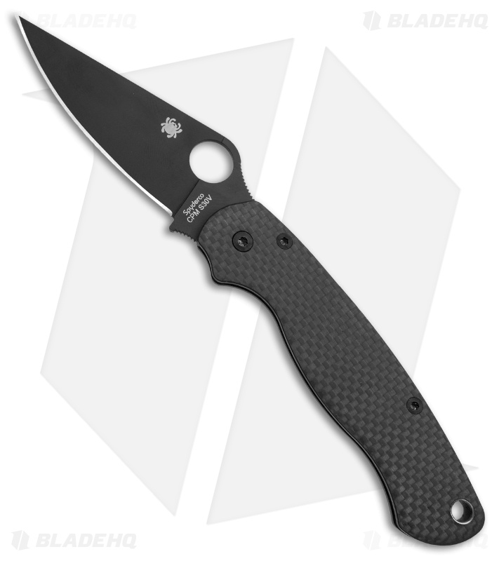 Flytanium Carbon Fiber Scales + Spyderco Paramilitary 2 Knife (3.4" Black)