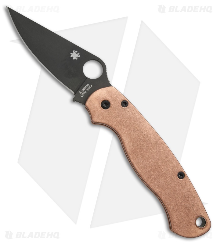 Flytanium Tumbled Copper Scales + Spyderco Paramilitary 2 Knife (3.4" Black)
