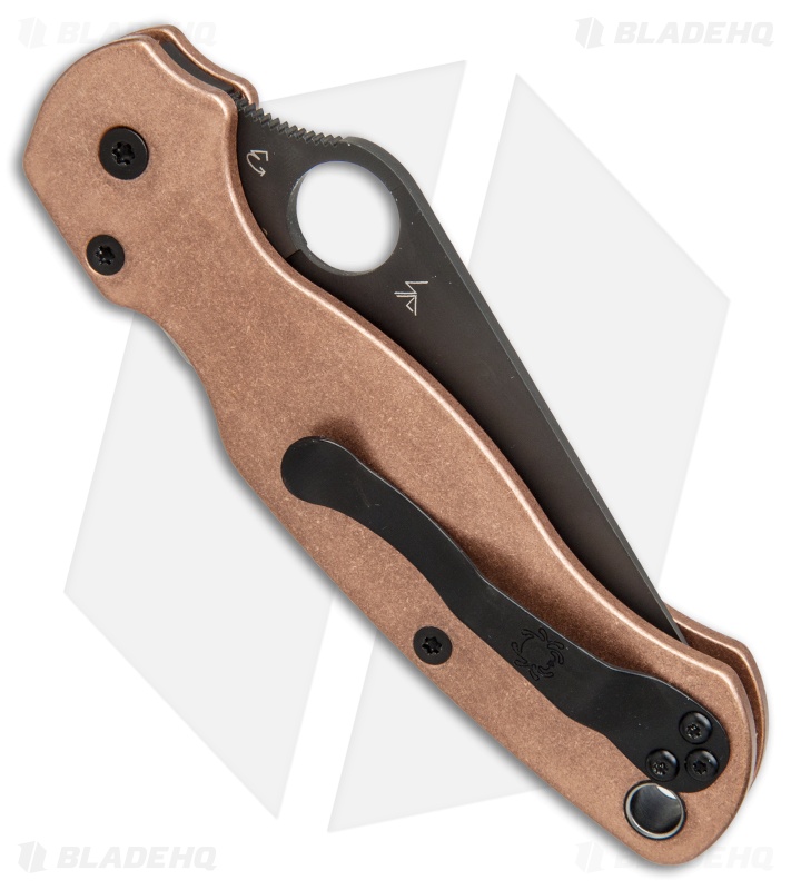 Flytanium Tumbled Copper Scales + Spyderco Paramilitary 2 Knife (3.4" Black)