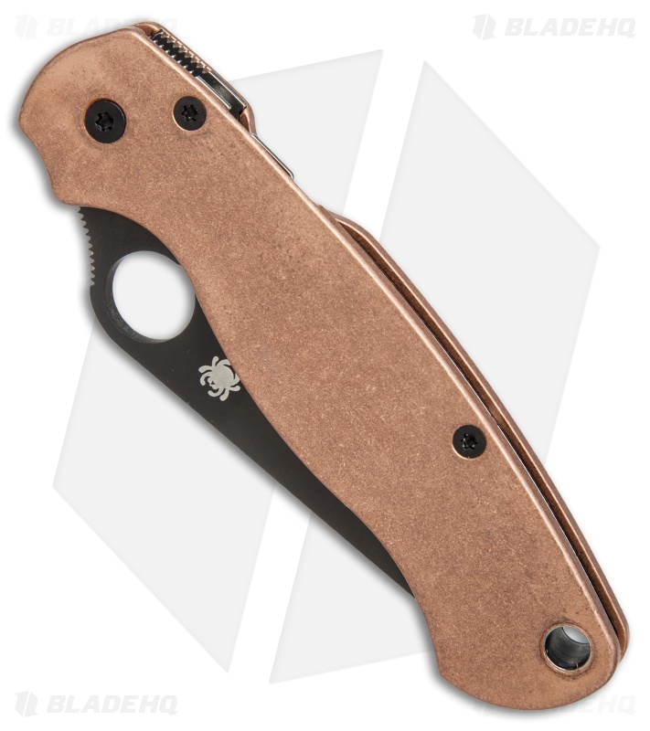 Flytanium Tumbled Copper Scales + Spyderco Paramilitary 2 Knife (3.4" Black)