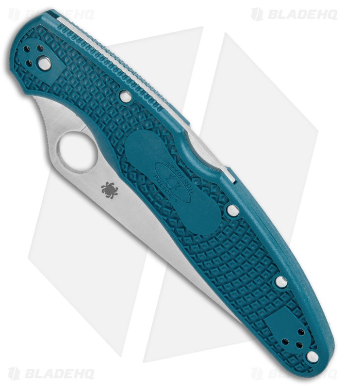 Spyderco Police 4 Lightweight Knife Blue FRN (4.3" Satin Full Serr) C07FS4K390