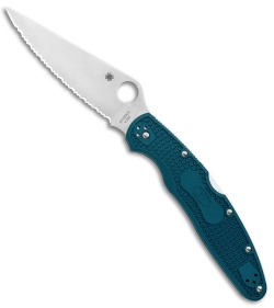 Spyderco Police 4 Lightweight Knife Blue FRN (4.3" Satin Full Serr) C07FS4K390