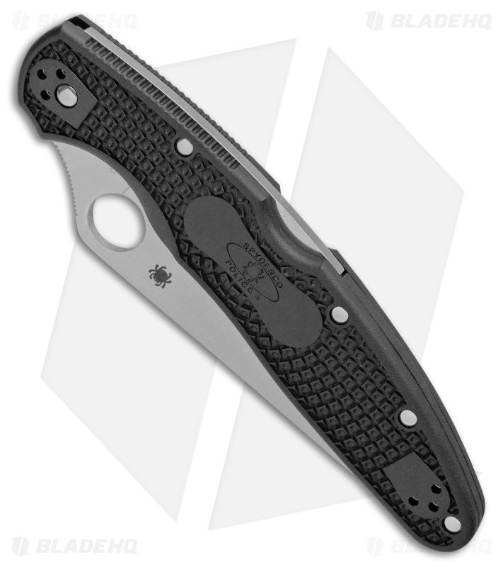 Spyderco Police 4 Lightweight Lockback Knife Black FRN (4.3" Satin) C07PBK4