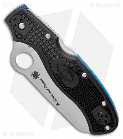 Spyderco Rescue 3 Thin Blue Line Knife Black FRN (3.6" Serr Satin) C14FSBKBL3