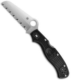 Spyderco Rescue 3 Lockback Knife Black FRN (3.63" Satin Serr) C14SBK3