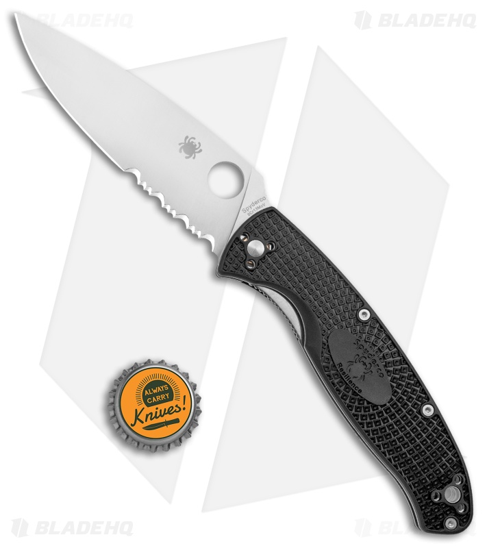 Spyderco Resilience Lightweight Liner Lock Knife Black FRN (4.25" Satin Serr)