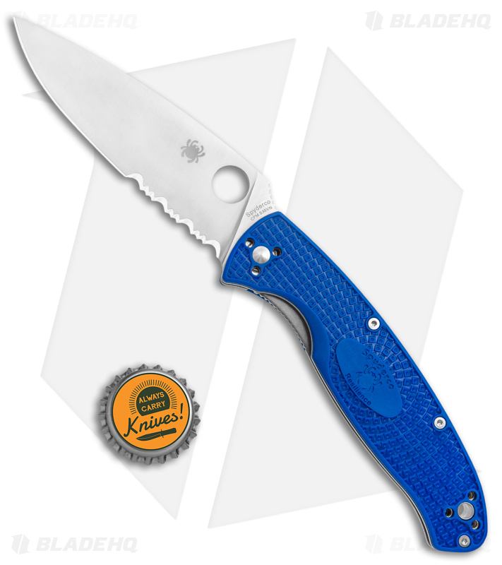 Spyderco Resilience Lightweight Liner Lock Knife Blue FRN (4.3" Serr) C142PSBL