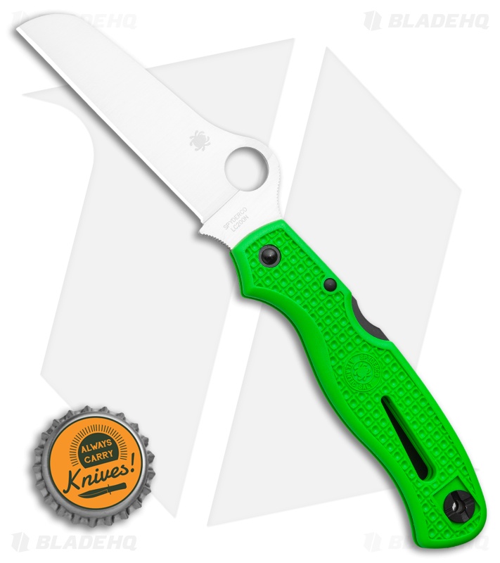 Spyderco Atlantic Salt Folding Dive Knife Green FRN (3.69" Satin LC200N)