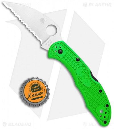 Spyderco Salt 2 Wharncliffe Lockback Knife Green FRN (3" Serr) C88FSWCGR2
