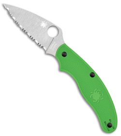 Spyderco UK Pen Knife Salt Slip Joint Green FRN (2.9" Satin LC200N Serr) C94SGR