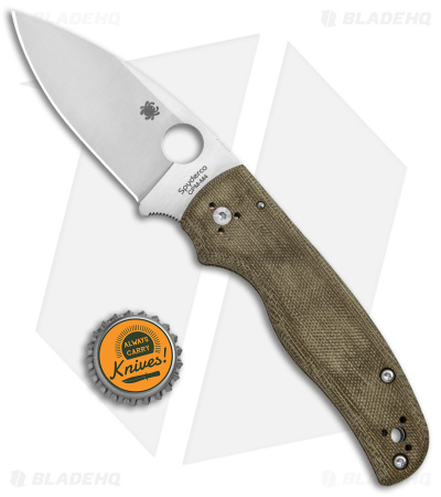 Spyderco Shaman Green Canvas Micarta Knife  (3.6" Satin M4) C229MPM4
