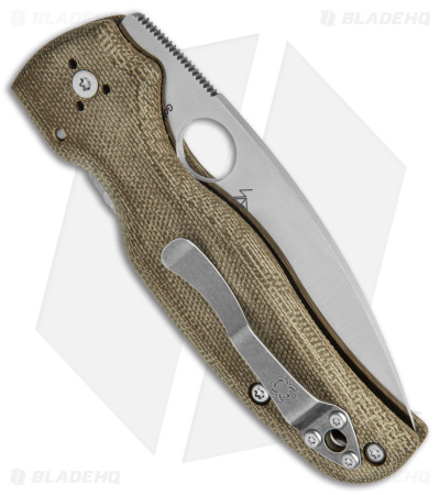 Spyderco Shaman Green Canvas Micarta Knife  (3.6" Satin M4) C229MPM4