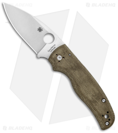 Spyderco Shaman Green Canvas Micarta Knife  (3.6" Satin M4) C229MPM4