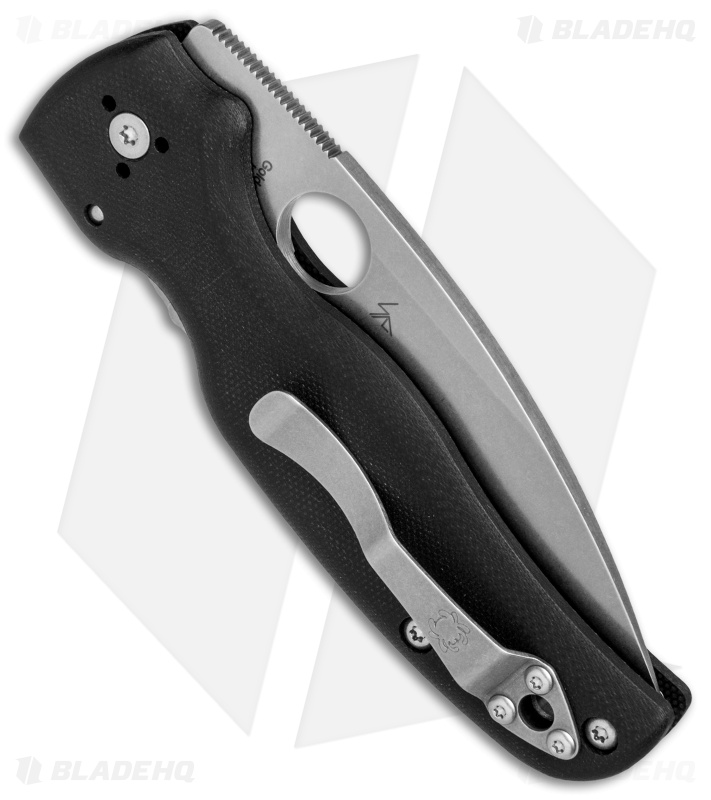 Spyderco Shaman Compression Lock Knife Black G10 (3.6" Satin Full Serr