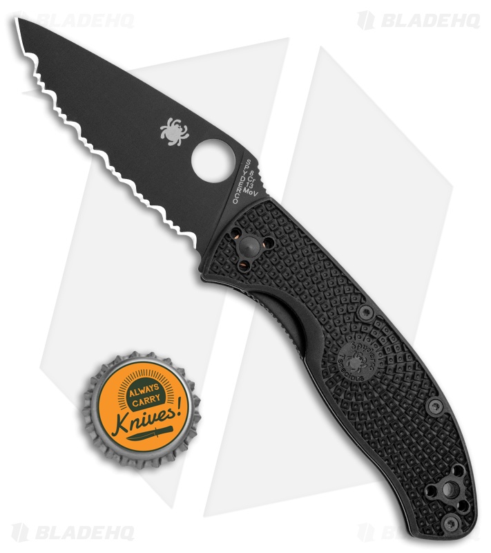 Spyderco Tenacious Lightweight Knife FRN (3.375" Black Full Serr) C122SBBK