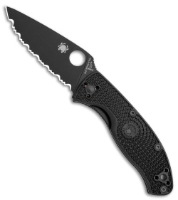 Spyderco Tenacious Lightweight Knife FRN (3.375" Black Full Serr) C122SBBK