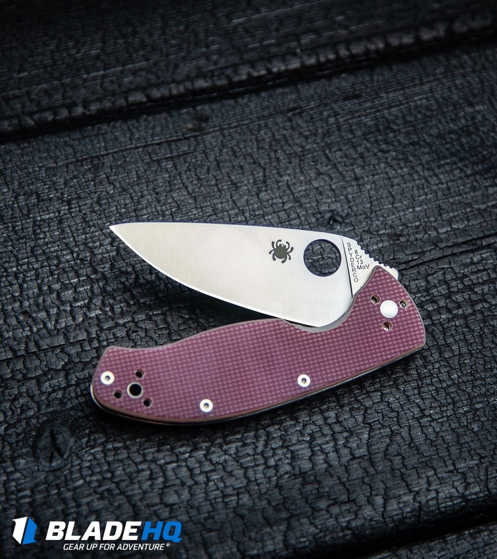 Spyderco Tenacious Liner Lock Knife Red Checkered G-10 (3.375" Satin) C122GPRC