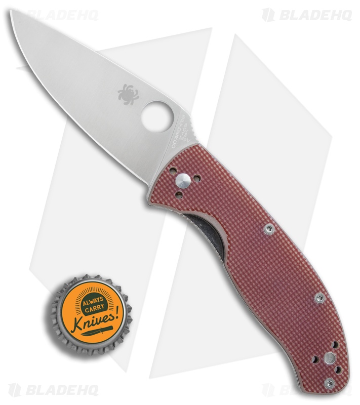 Spyderco Tenacious Liner Lock Knife Red Checkered G-10 (3.375" Satin) C122GPRC