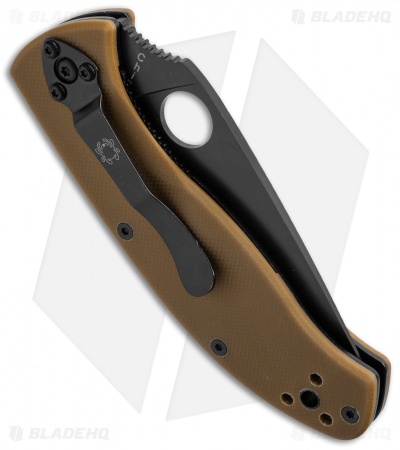 Spyderco Tenacious Liner Lock Knife Brown G-10 (3.39" Black Serr) C122GPSBBN 