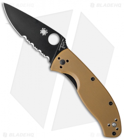 Spyderco Tenacious Liner Lock Knife Brown G-10 (3.39" Black Serr) C122GPSBBN 