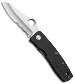 Spyderco Terzuola Jr. Liner Lock Knife Aluminum (2.75" Satin Serr) 